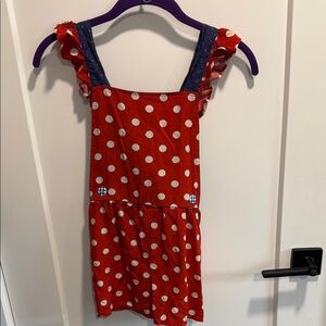 Matilda Jane Red Polka Dot Romper with Ruffled Sleeves Size 8
